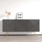 63" Modern Sideboard with High Gloss Fronts and Gold Legs