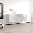 63" Modern Sideboard with High Gloss Fronts and Gold Legs