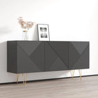 63" Modern Sideboard with High Gloss Fronts and Gold Legs