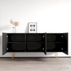 63" Modern Sideboard with High Gloss Fronts and Gold Legs