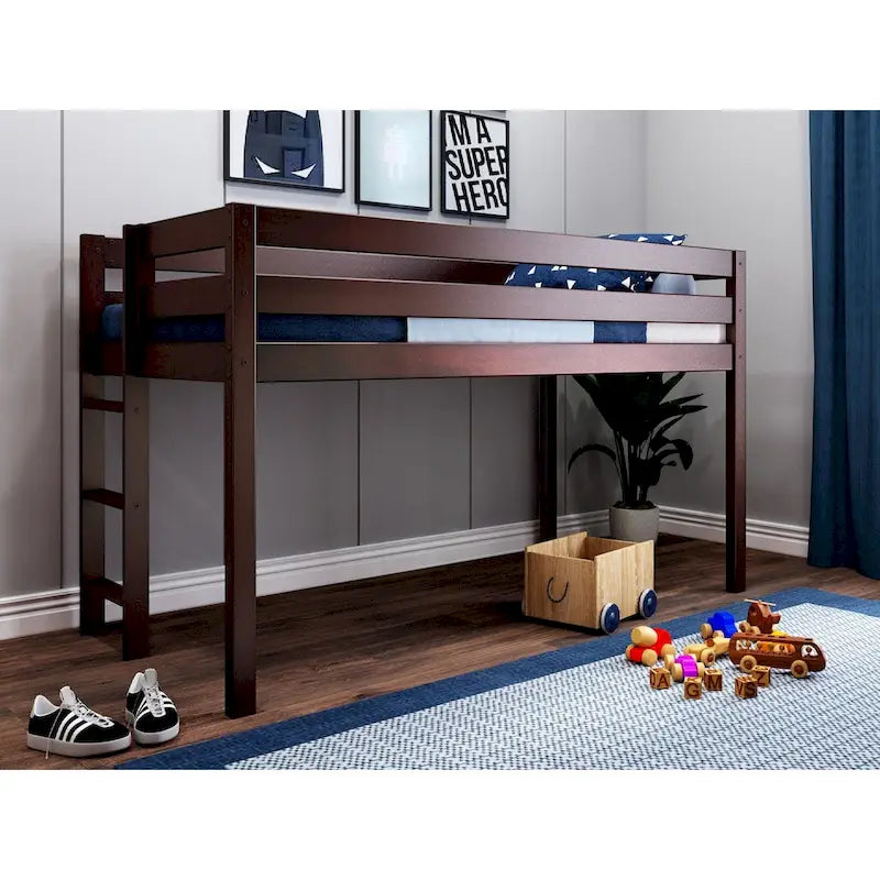 Low Loft Twin Bed with End Ladder