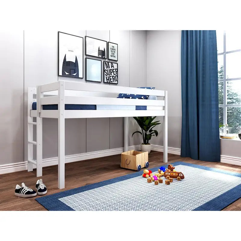 Low Loft Twin Bed with End Ladder