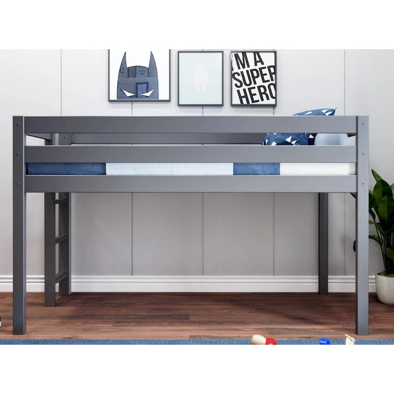 Letto singolo rialzato basso con scaletta terminale