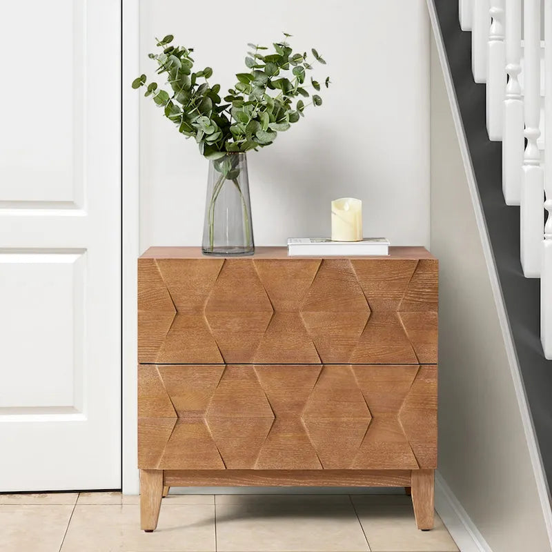 Mid-Century-Nachttisch mit 2 Schubladen und Ladestation