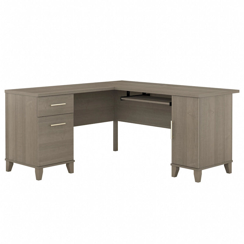 60W L-Shaped Desk with Drawers and Storage