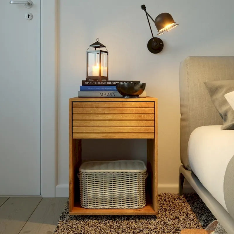 Nightstand with Drawer and Open Shelf