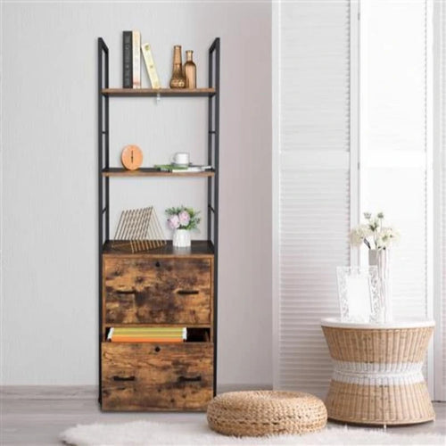 2-Drawer File Cabinet with 2 Open Shelves