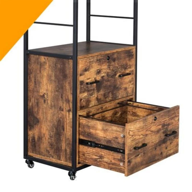 2-Drawer File Cabinet with 2 Open Shelves