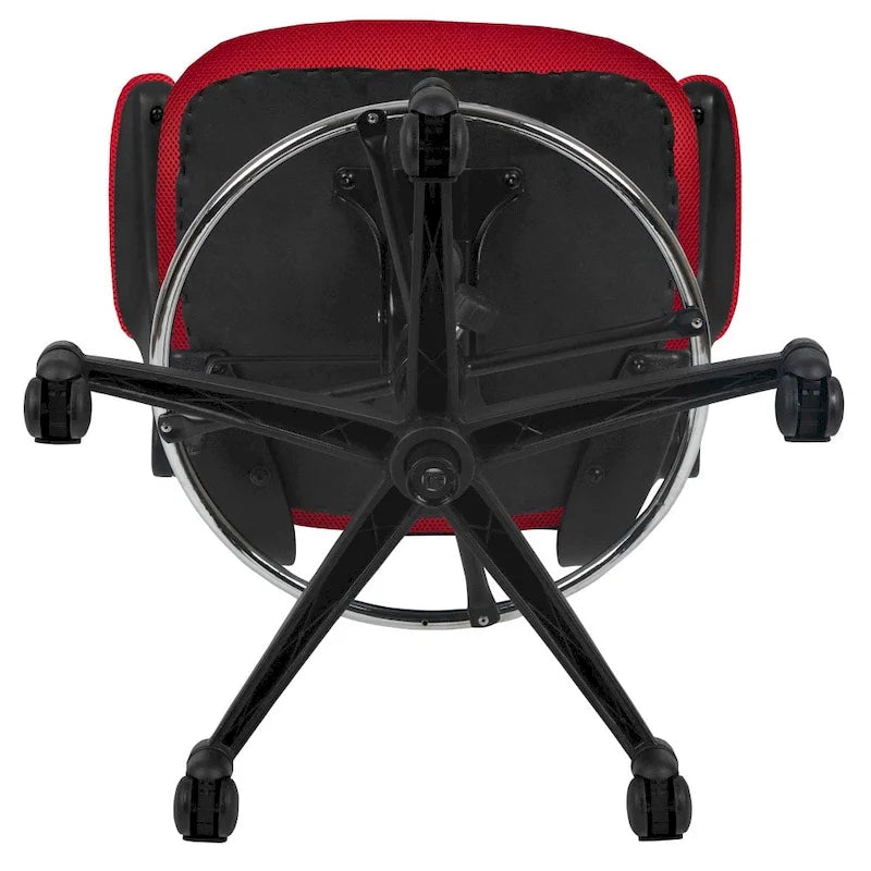 Cadeira de desenho em malha com encosto médio, braços rebatíveis e aro para os pés ajustável