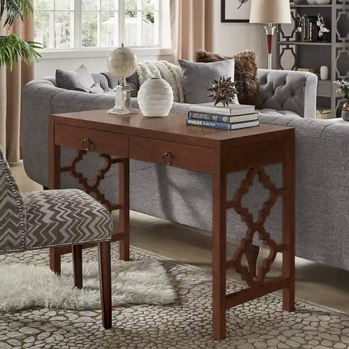 2-Drawer Writing Desk with Quatrefoil Detail