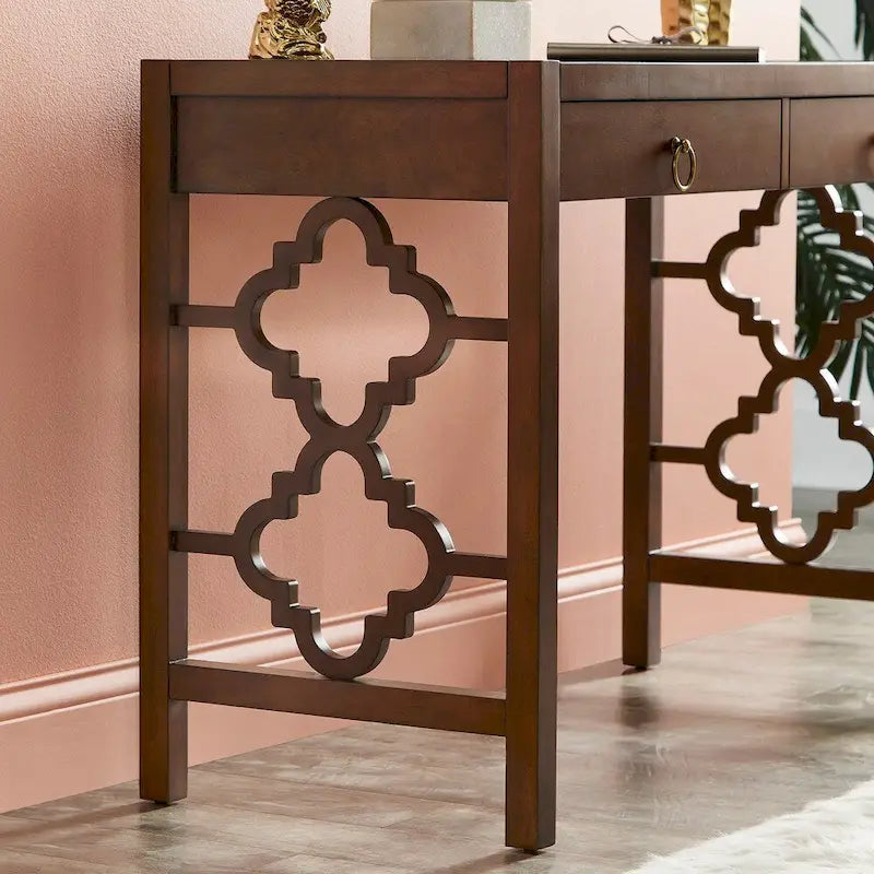 2-Drawer Writing Desk with Quatrefoil Detail