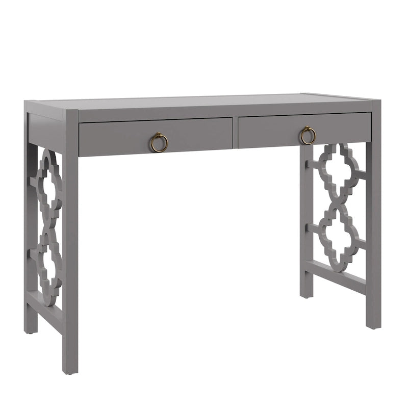 2-Drawer Writing Desk with Quatrefoil Detail