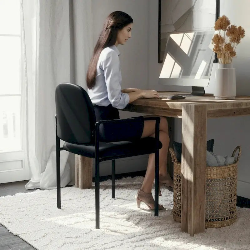 Stackable Steel Side Reception Chair with Arms