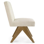 Upholstered Parson Dining Chair with Linen-Blend Fabric