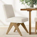 Upholstered Parson Dining Chair with Linen-Blend Fabric