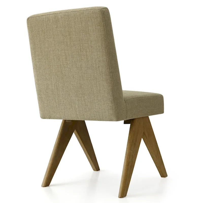 Upholstered Parson Dining Chair with Linen-Blend Fabric