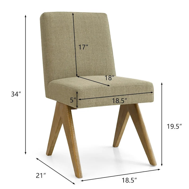 Upholstered Parson Dining Chair with Linen-Blend Fabric