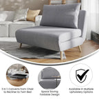Convertible Sleep Chair with Adjustable Backrest and Hideaway Legs