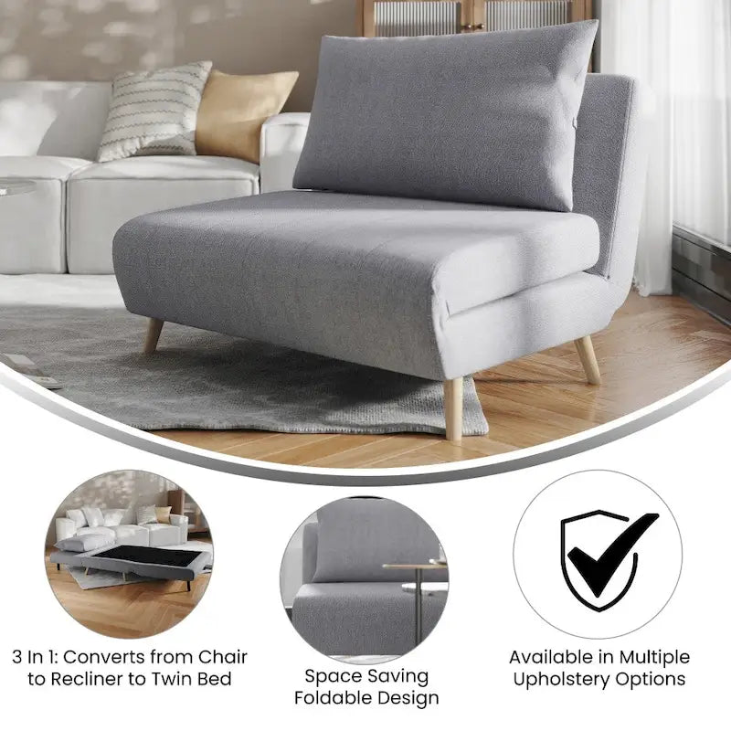 Convertible Sleep Chair with Adjustable Backrest and Hideaway Legs