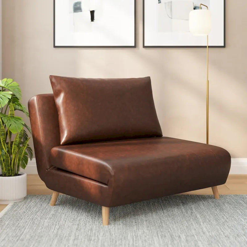 Convertible Sleep Chair with Adjustable Backrest and Hideaway Legs