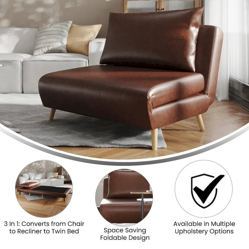 Convertible Sleep Chair with Adjustable Backrest and Hideaway Legs