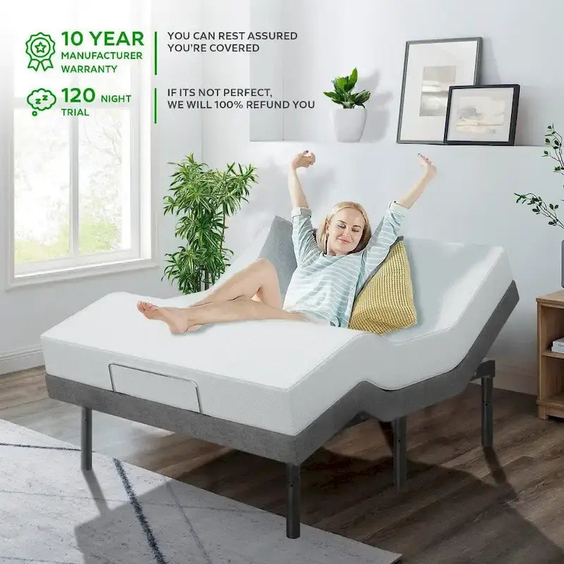 Split King Adjustable Bed Frame with 12-Inch Gel Memory Foam Mattress