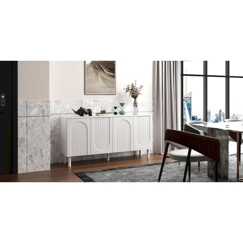 63-Inch Sideboard Buffet Cabinet with Drawer and Pop-Up Doors