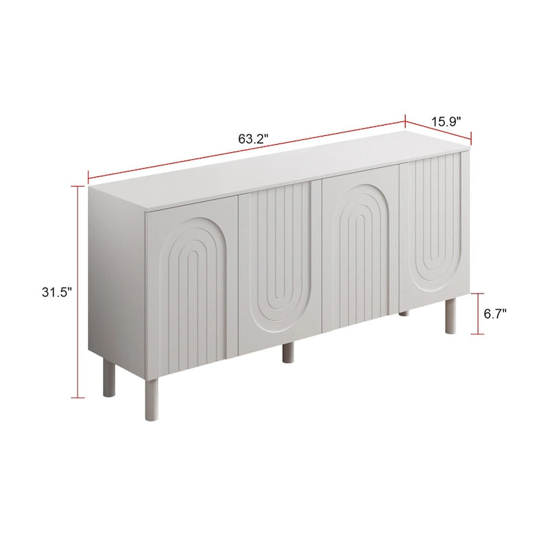 63-Inch Sideboard Buffet Cabinet with Drawer and Pop-Up Doors