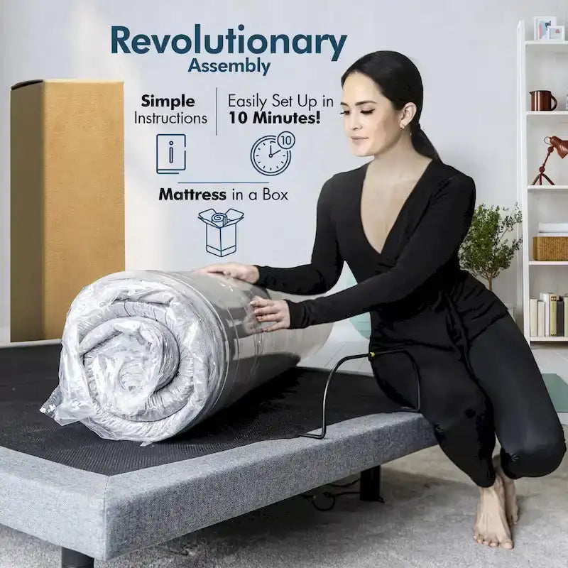 Verstellbares Bettgestell mit 14-Zoll-Matratze aus kühlendem Gel-Memory-Schaum, zwei Massagefunktionen, USB-Anschlüssen und Fernbedienung