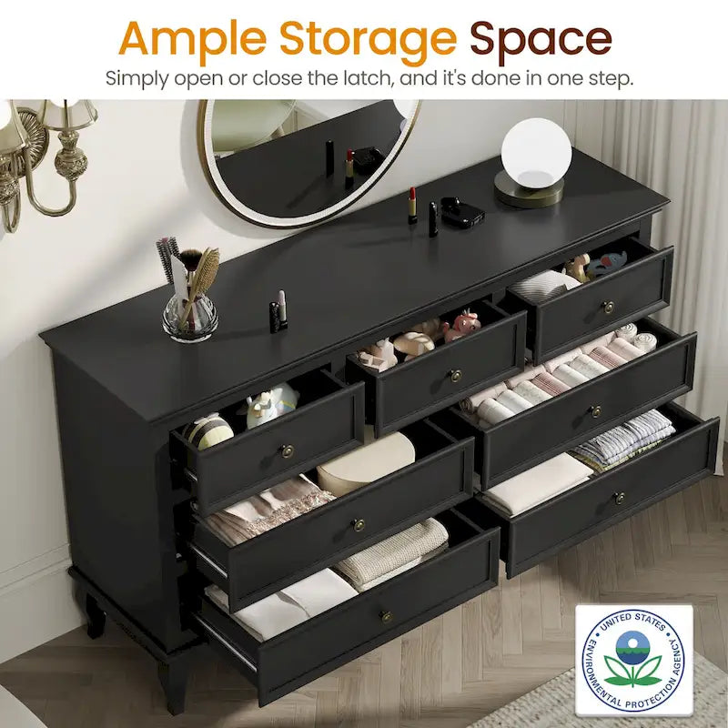 7-Drawer Dresser with Wood Legs and Painted Finish