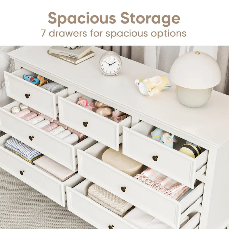 7-Drawer Dresser with Wood Legs and Painted Finish