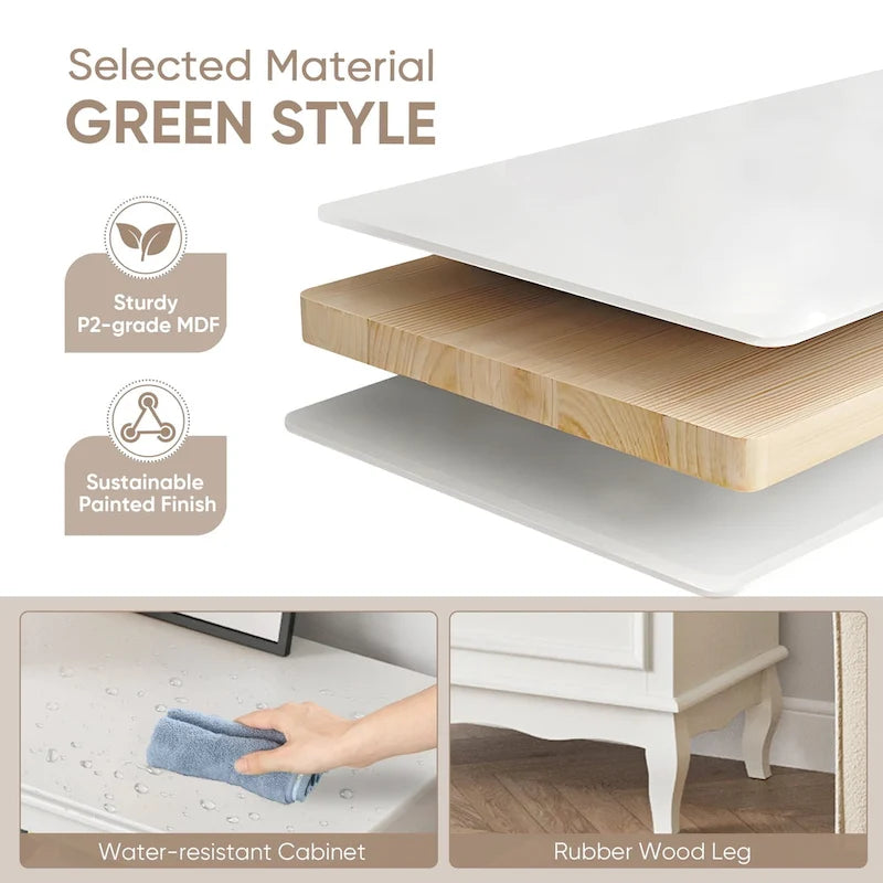 7-Drawer Dresser with Wood Legs and Painted Finish