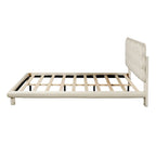 Queen Size Velvet Platform Bed with LED Lights and Button-Tufted Headboard