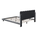 Queen Size Velvet Platform Bed with LED Lights and Button-Tufted Headboard