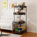 Carro estreito e compacto de arrumação extraível com rodas e 4 prateleiras