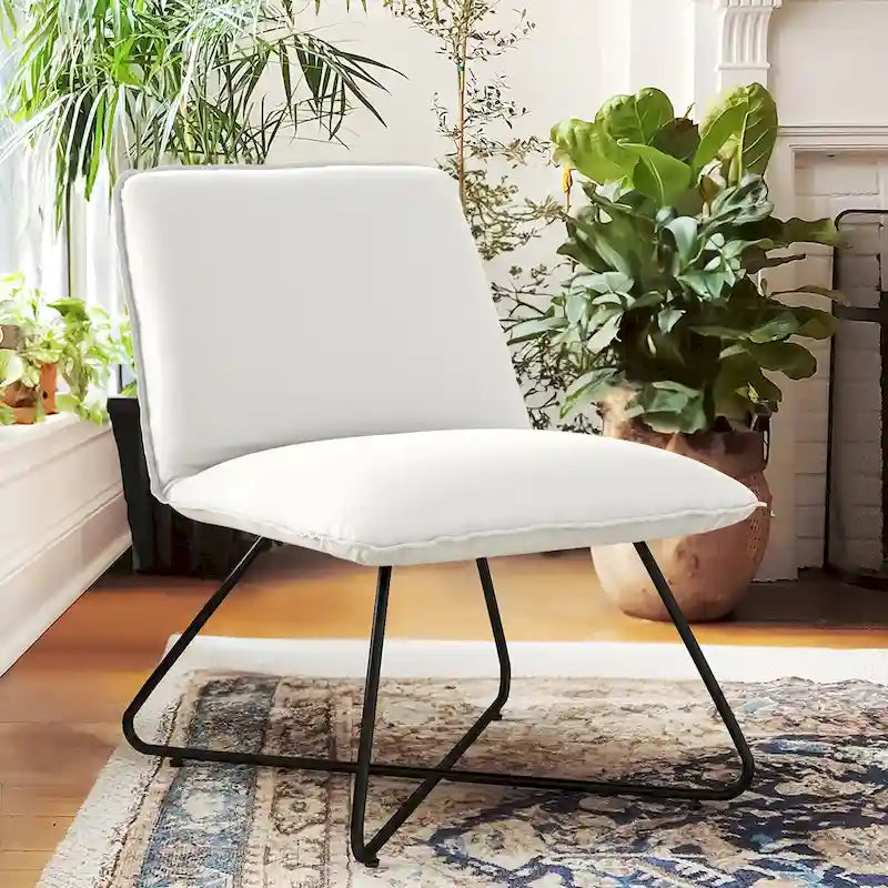 Mid Century Faux Leather Accent Chair with Adjustable Backrest