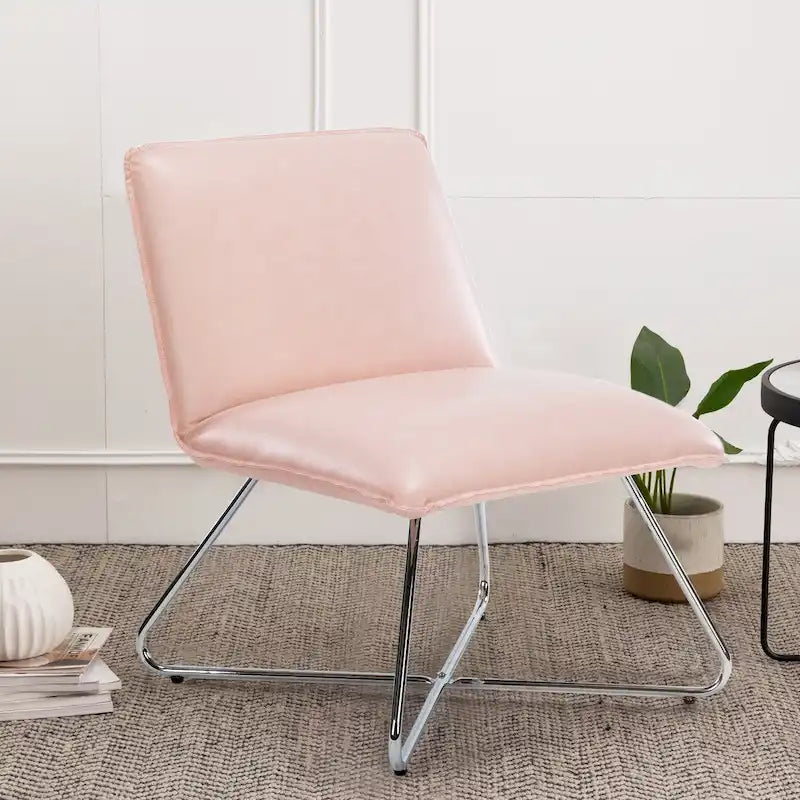 Mid Century Faux Leather Accent Chair with Adjustable Backrest