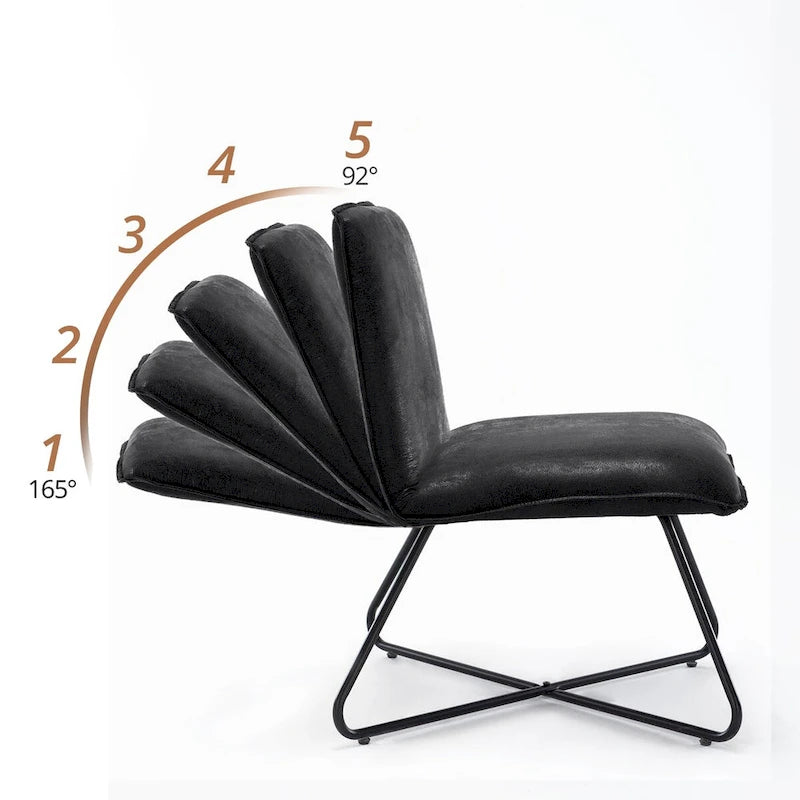 Mid Century Faux Leather Accent Chair with Adjustable Backrest