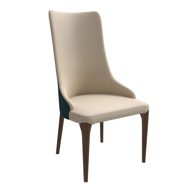 High-Back Dining Chair with Upholstered Seat and Ash Wood Legs