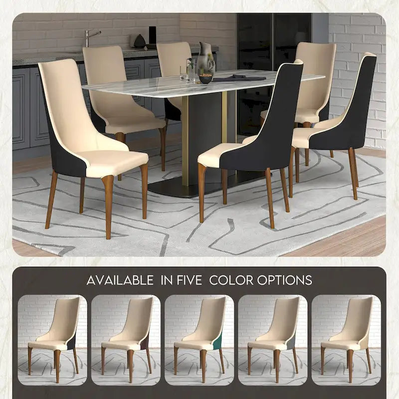 High-Back Dining Chair with Upholstered Seat and Ash Wood Legs