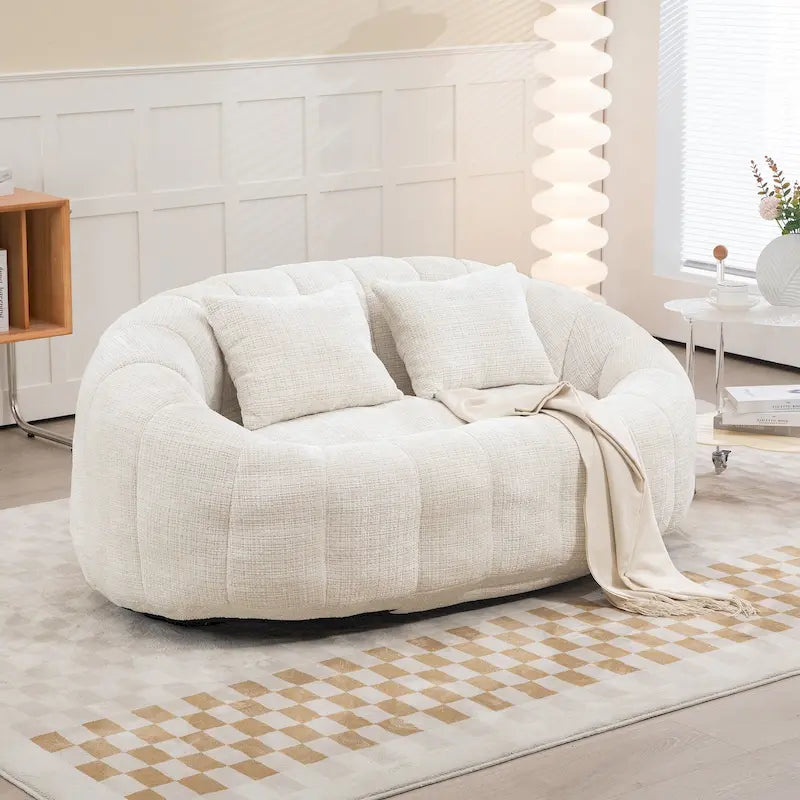Chenille High Back Bean Bag Loveseat Sofa