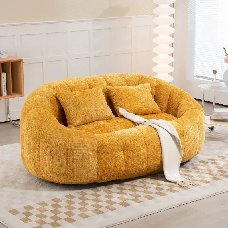 Chenille High Back Bean Bag Loveseat Sofa