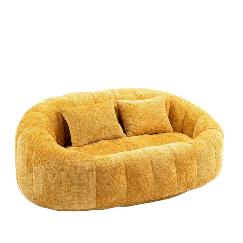Chenille High Back Bean Bag Loveseat Sofa