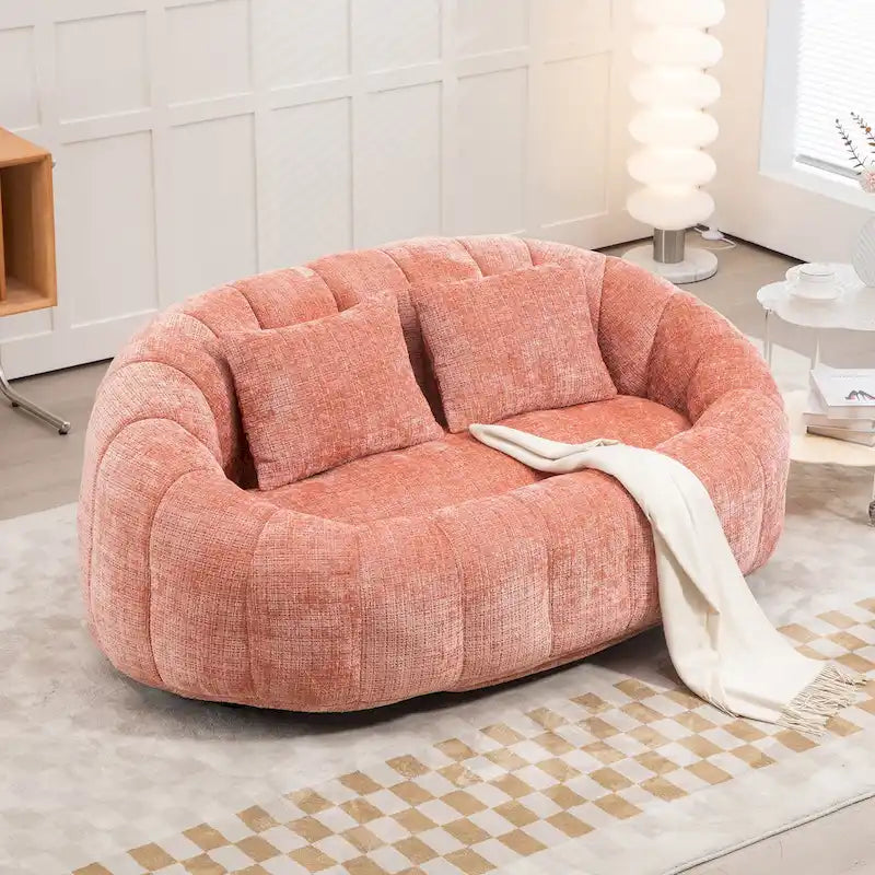 Chenille High Back Bean Bag Loveseat Sofa