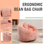 Chenille High Back Bean Bag Loveseat Sofa