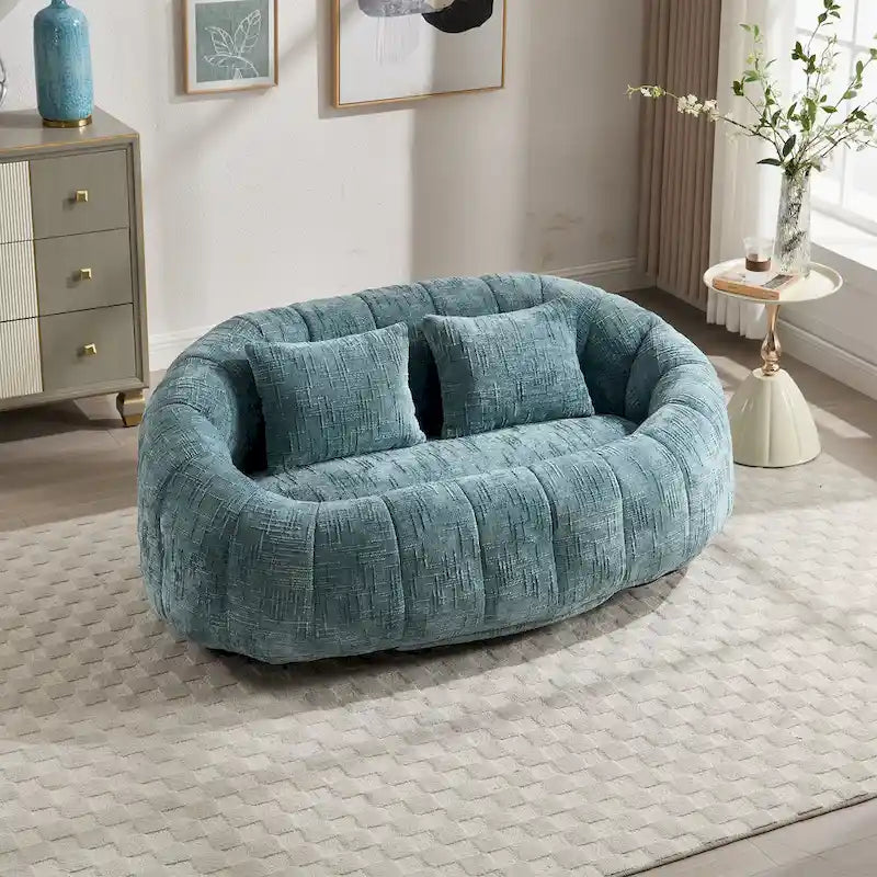 Chenille High Back Bean Bag Loveseat Sofa