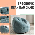 Chenille High Back Bean Bag Loveseat Sofa