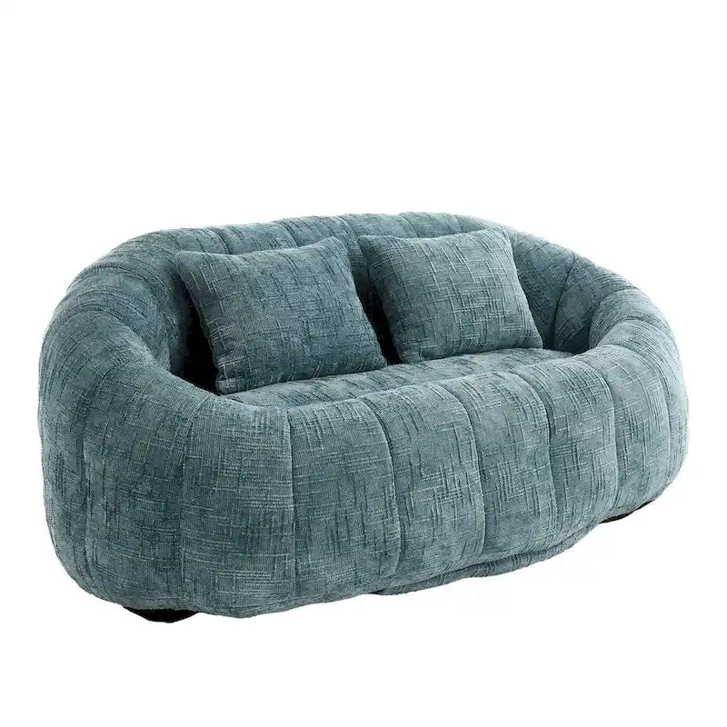 Chenille High Back Bean Bag Loveseat Sofa
