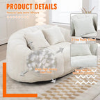 Chenille High Back Bean Bag Loveseat Sofa
