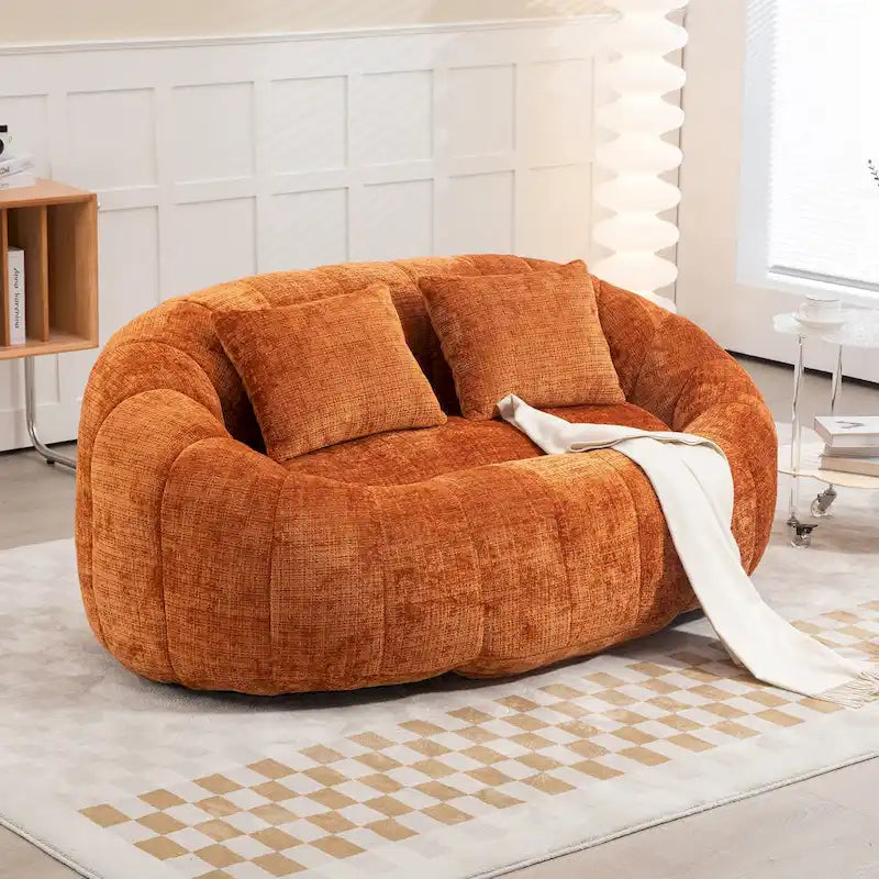 Chenille High Back Bean Bag Loveseat Sofa